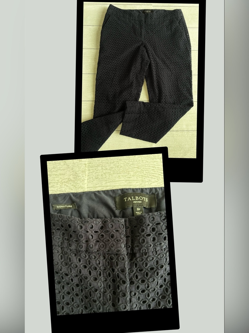 Talbots pants 8P navy blue eyelet signature ankle pants EUC